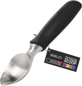 img 4 attached to Premium Quality BALCI Ice Cream Scoop - Durable Stainless Steel with 🍦 Non-Slip Rubber Grip - Professional Metal Ice-Cream Spade - Easy to Clean - Black