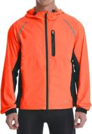 🚴 men's waterproof hooded cycling jackets: lightweight windbreaker for running and biking - reflective, packable, rain windproof raincoat logo