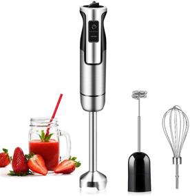 img 4 attached to REDMOND 500W Hand Blender: 8-Speed Immersion Multi-Purpose, Stainless Steel, Whisk, Milk Frother Attachments, HB004