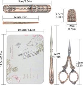 img 3 attached to 🧵 Complete European Antique Vintage Sewing Kit with Embroidery Scissors: Includes Sewing Needle Box, Awl, Finger Cots, Threader, and DIY Embroidery Tools