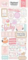 🎀 echo park paper co. hello baby girl 6x13 chipboard phrases in pink, teal, yellow, purple, orange - perfect for scrapbooking and cardmaking! logo