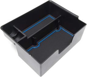 img 4 attached to 🚗 Custom Interior Anti Dust Center Console Organizer Tray with Liner Mats for Tesla Model 3 Accessories 2017-2019 - Premium 3-pc Set with Blue Trim - CupHolderHero