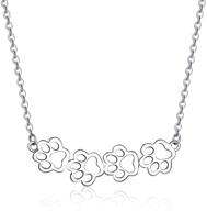 🐾 cute paw necklace for women & girls | sterling silver 18k white gold plated | puppy dog cat kitten 4 paw print pendant choker necklace | adjustable chain 18" | pet keepsake minimalist jewelry gift box logo