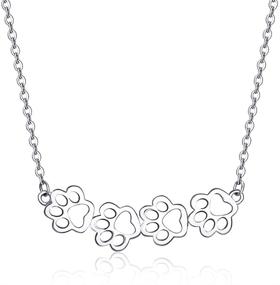 img 4 attached to 🐾 Cute Paw Necklace for Women & Girls | Sterling Silver 18K White Gold Plated | Puppy Dog Cat Kitten 4 Paw Print Pendant Choker Necklace | Adjustable Chain 18" | Pet Keepsake Minimalist Jewelry Gift Box