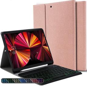 img 4 attached to 🔌 Ferilinso Keyboard Case for iPad Pro 11 inch 2021/2020 (3rd/2nd Gen) - Detachable Wireless Keyboard, Pencil Holder, Auto Wake, Backlight, Gold Leather Cover