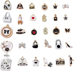 img 4 attached to Set of 30 Enamel Rhinestone Charms for 💎 Women's Makeup featuring Crown, Perfume, Dress, Purse, and Shoes