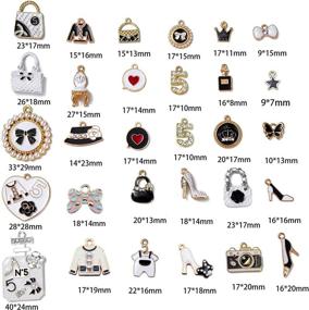 img 1 attached to Set of 30 Enamel Rhinestone Charms for 💎 Women's Makeup featuring Crown, Perfume, Dress, Purse, and Shoes
