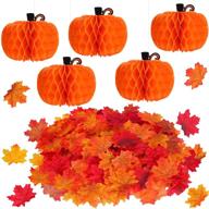🍂 fall-themed party decorations: 5-piece tissue paper pumpkin and 200-piece autumn maple leaves for halloween and thanksgiving logo