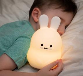 img 2 attached to 🐰 LumiPet Bunny Kids Night Light: Huggable Silicone LED Lamp in 9 Colors, USB Rechargeable Battery for Baby and Toddler Nursery