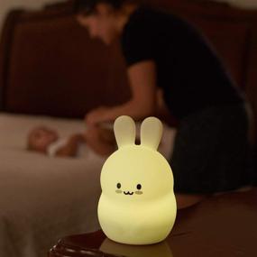 img 1 attached to 🐰 LumiPet Bunny Kids Night Light: Huggable Silicone LED Lamp in 9 Colors, USB Rechargeable Battery for Baby and Toddler Nursery