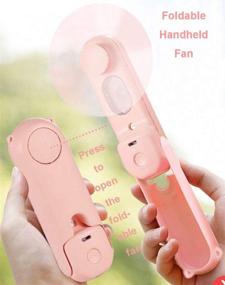 img 1 attached to Alpharan Portable Rechargeable Handheld Misting Fan - Small Personal Desk Fan, Ideal for Home Office or Outdoor Use (Pink)