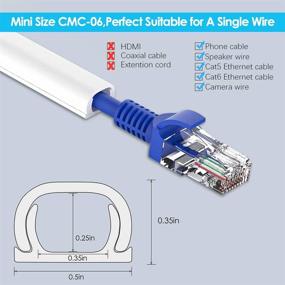 img 3 attached to 🔌 CMC-06 White Wall Cord Hider – Mini Cable Cover for Concealing Wires – 125in Total Length – Paintable & Speaker Wire Friendly – On-Wall Cable Concealer
