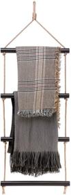 img 4 attached to 🧺 Dahey Blanket Ladder | Bath Towel Rack | Bar Storage Ladder | Wood Wall Hanging | Living Room Scarf Ladder | Rustic Home Decor | Black