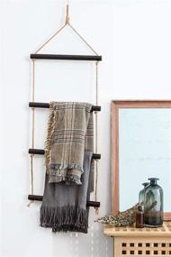 img 1 attached to 🧺 Dahey Blanket Ladder | Bath Towel Rack | Bar Storage Ladder | Wood Wall Hanging | Living Room Scarf Ladder | Rustic Home Decor | Black