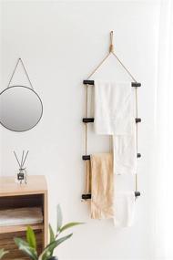 img 2 attached to 🧺 Dahey Blanket Ladder | Bath Towel Rack | Bar Storage Ladder | Wood Wall Hanging | Living Room Scarf Ladder | Rustic Home Decor | Black