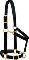 🐴 adjustable padded weaver leather chin and throat snap halter - 1 inch average horse or yearling draft size - solid black логотип