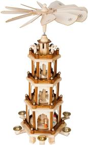 img 4 attached to 🎄 BRUBAKER 24-Inch Christmas Pyramid - 4-Tier Carousel with 6 Candle Holders and Hand-Painted Figurines - Authentically Designed in Germany - Nativity Set and Decoration