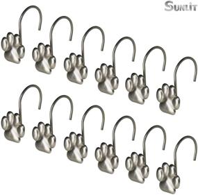 img 2 attached to 🐾 Sunlit Fashion Design Cute Paw Print Shower Curtain Hooks for Dog Cat and Bear - Rust Proof Oil Rubbed Metal Rings, 12 Pack