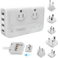 🔌 ceptics 230w travel voltage converter: convert 220v to 110v for curling iron, straightener, chargers - step down world power plug with 4 usb charging qc 3.0 logo