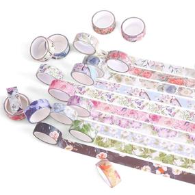 img 1 attached to 🌸 Floral Washi Tape Set - 20 Rolls 0.6 inches | Decorative Masking Tape for Scrapbooking, DIY Arts & Crafts, Bullet Journal, Planner, Card & Gift Wrapping