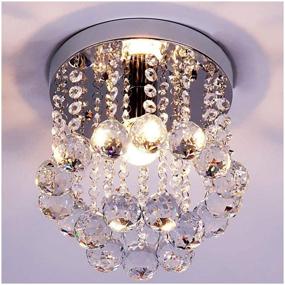 img 4 attached to 💡 Modern Crystal Chandeliers Light, Zeefo Mini Style Flush Mount Fixture with Crystal Ceiling Lamp for Hallway, Bar, Kitchen, Dining Room, Kids Room (8 inch)