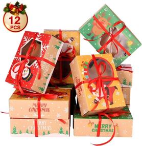 img 3 attached to 🎁 PRETYZOOM Set of 12 Christmas Cookie Boxes - Kraft Paper Treat Boxes for Pastries, Cupcakes, Cookies, Brownies, Donuts - Ideal Christmas Party Favors