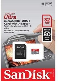 img 2 attached to 💾 Карта памяти SanDisk Ultra 32 ГБ UHS-I Class 10 MicroSDHC - скорость до 80 МБ/с (SDSQUNC-032G) с адаптером.