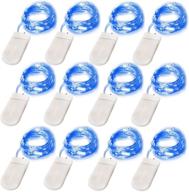 🔵 edvision fairy lights 12-pack battery operated 7ft 20led christmas lights with silver wire for wedding birthday party ceremony christmas thanksgiving decoration, blue логотип