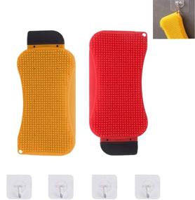 img 4 attached to 🧽 Solifegoble 3-in-1 Silicone Sponge: Multi-Purpose Scrubber, Scraper, and Cleaning Brush for Kitchen, Bathroom, and Car Cleaning - Silicone Kitchen Sponge in Vibrant Yellow and Red