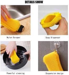 img 2 attached to 🧽 Solifegoble 3-in-1 Silicone Sponge: Multi-Purpose Scrubber, Scraper, and Cleaning Brush for Kitchen, Bathroom, and Car Cleaning - Silicone Kitchen Sponge in Vibrant Yellow and Red
