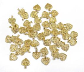 img 4 attached to 💛 Ruwado 50 Pcs Heart Charms Antique Silver Pendants for DIY Jewelry Making - Gold