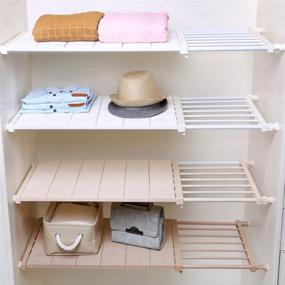 img 4 attached to 📦 VANCORE Adjustable Storage Rack Separator: Expandable Shelf for Wardrobe Organizer, No Drilling Needed – White, Stretch Length 13~20.9", Width 16.5