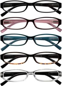 img 3 attached to 👓 5 Pairs of Fashionable Reading Glasses with Spring Hinge for Men and Women: Uncompromised Quality Readers