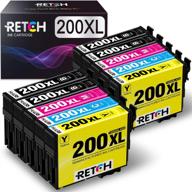 🖨️ retch remanufactured ink cartridge tray replacement for epson 200xl t200xl 200 xl, compatible with xp-200 xp-310 xp-400 xp-410 xp-300 wf-2520 wf-2540 wf-2530 inkjet printer (pack of 10) logo