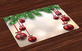 img 4 attached to Christmas Traditional 🎄 Washable Placemats by Ambesonne