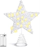 🌟 haoogoo christmas tree topper, led star treetop with white snowflake, lighted pentagram snow tree topper with 20 mini lights for christmas tree decoration logo