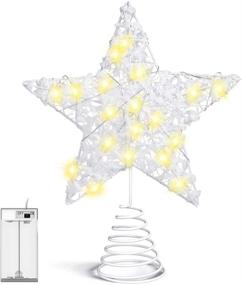 img 4 attached to 🌟 Haoogoo Christmas Tree Topper, LED Star Treetop with White Snowflake, Lighted Pentagram Snow Tree Topper with 20 Mini Lights for Christmas Tree Decoration