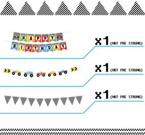 img 3 attached to Monster Truck Themed Birthday Party Supplies: 39-Piece Set with Happy Birthday Banner, Bunting Flags, Pom Poms, Swirls, Truck Balloons, Multicolor Balloons & Cupcake Toppers