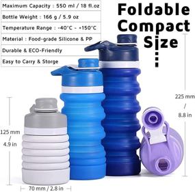 img 3 attached to 🌊 Magiclocci Collapsible Water Bottle: Portable, Leak Proof, and Reusable Silicone Foldable Bottle for Travel, Gym, Camping, Hiking - BPA Free, 18oz