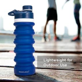 img 2 attached to 🌊 Magiclocci Collapsible Water Bottle: Portable, Leak Proof, and Reusable Silicone Foldable Bottle for Travel, Gym, Camping, Hiking - BPA Free, 18oz