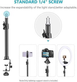 img 3 attached to 🔧 Adjustable Aluminum Alloy Tabletop Light Stand Clip with 1/4inch Screw for Ring Light and LED Light - Ideal for Make Up, Live Streaming, Photo Video Shooting - 12.5-20.6 inches/32-52cm