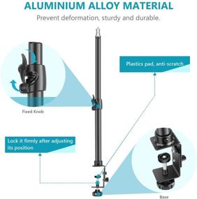 img 1 attached to 🔧 Adjustable Aluminum Alloy Tabletop Light Stand Clip with 1/4inch Screw for Ring Light and LED Light - Ideal for Make Up, Live Streaming, Photo Video Shooting - 12.5-20.6 inches/32-52cm