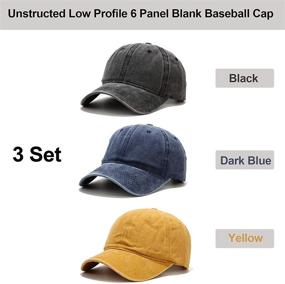 img 3 attached to Vintage Distressed Low Profile Unstructured Cotton Dad Hat Set - 3 Pack