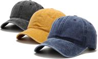 vintage distressed low profile unstructured cotton dad hat set - 3 pack логотип