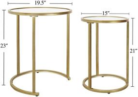 img 3 attached to 🌟 Set of 2 Round Gold Nesting Side End Tables with Clear Glass Tops - Small Stacking Coffee Table for Compact Living Room, Bedroom