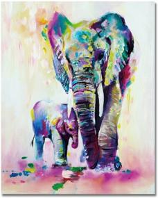 img 4 attached to 🎨 LIUDAO Paint by Number Kits - DIY Oil Painting for Kids and Adults Beginner Animals Painting (16x20inch, Colored Elephants) - No Frame Included