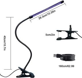 img 1 attached to 🔦 KXZM USB UV LED Blacklight with Desk Clamp - 360° Rotating Gooseneck, Purple Light Fixture (395-400nm), Ideal for Paint, Fluorescent Posters