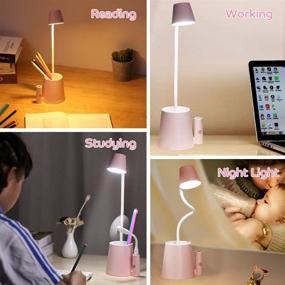 img 1 attached to Small Kids Desk Lamps For Home Office Computer College Dorm Essentials LED Cute USB Rechargeable Desk Light With Fan Mini Portable Battery Operated For Girls