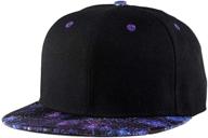 🧢 quanhaigou purple galaxy snapback hat - unisex trucker hat for hip hop, plaid design with flat bill brim - adjustable baseball cap logo