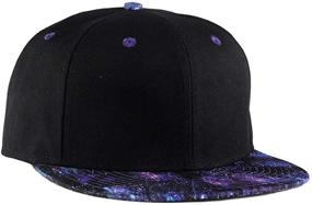 img 2 attached to 🧢 Quanhaigou Purple Galaxy Snapback Hat - Unisex Trucker Hat for Hip Hop, Plaid Design with Flat Bill Brim - Adjustable Baseball Cap